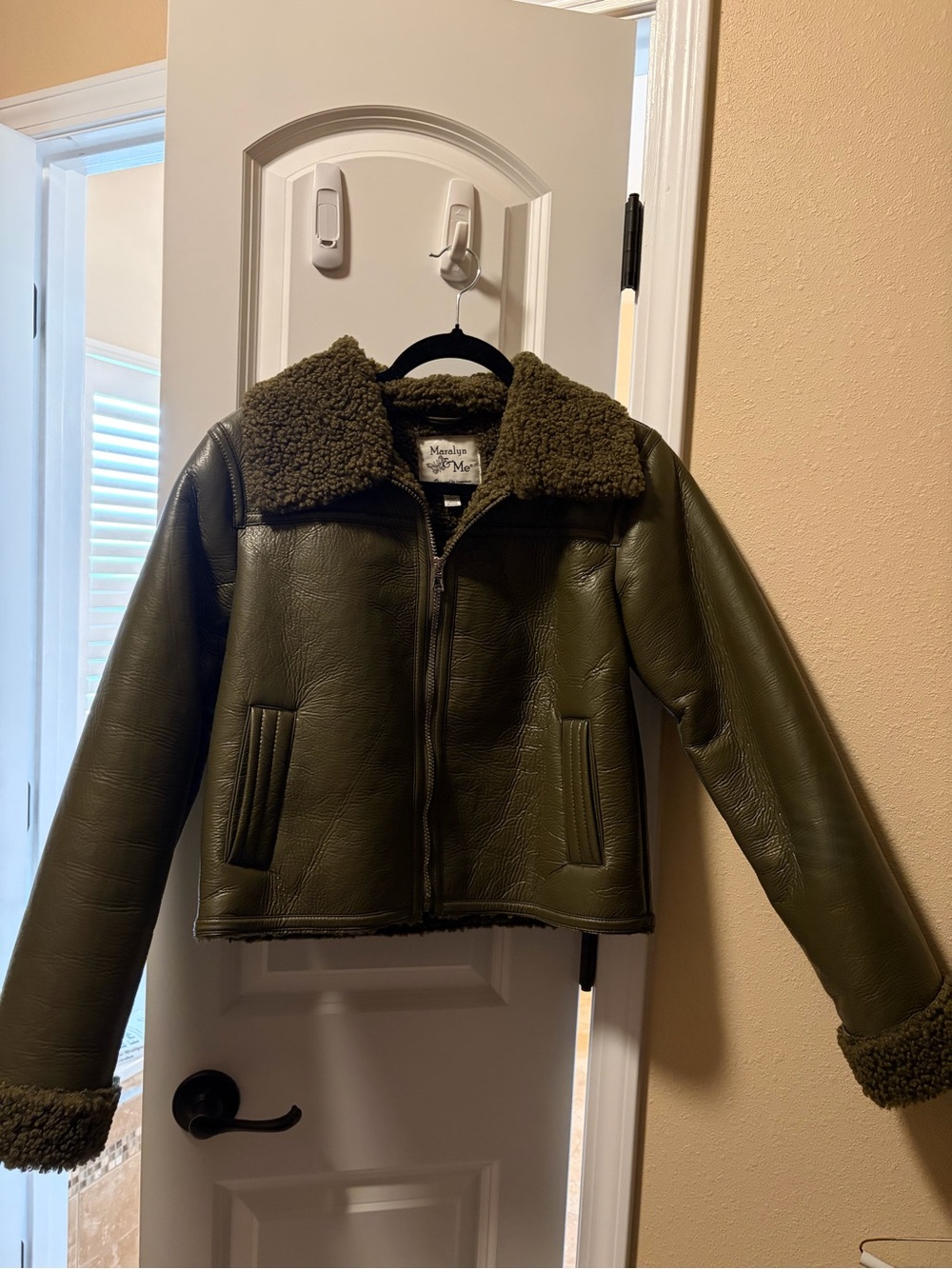 Olive Green Faux Shearling Jacket